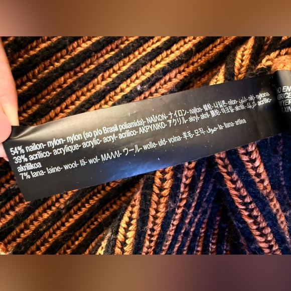 Zara chunky cropped oversized Cozy Brown Black Striped Turtleneck Sweater Size M - Picture 12 of 13